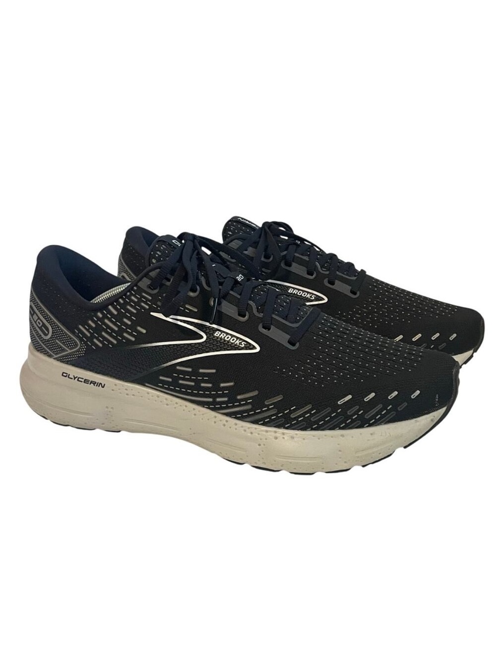 Brooks Glycerin 20 Men’s Running Shoe Black White Alloy Size 14 Cushioned Road